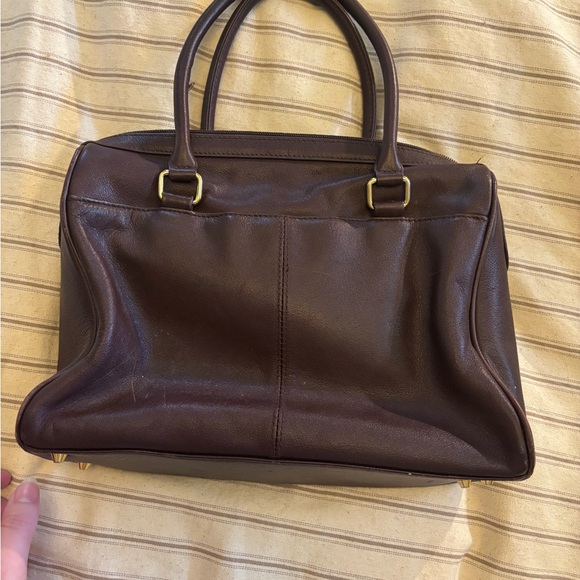 Vintage Etienne Aigner Brown Leather Handbag Structured Top Handle Purse - Picture 3 of 11